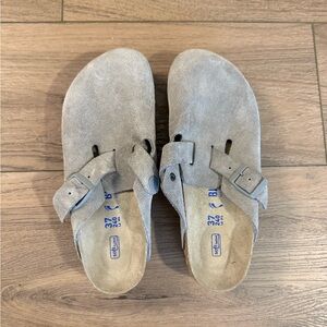 Birkenstock Gray Suede Mules